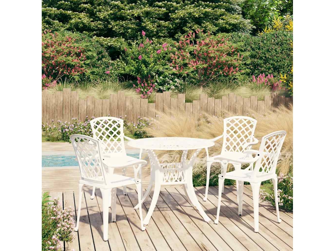 Vidaxl 5 Pcs Conjunto De Bistrô Alumínio Fundido Branco