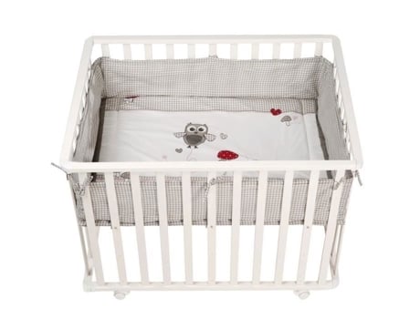 Adam e Eule 100x75 cm coruja estampada 4 rodas cercadinho de madeira branca para bebês