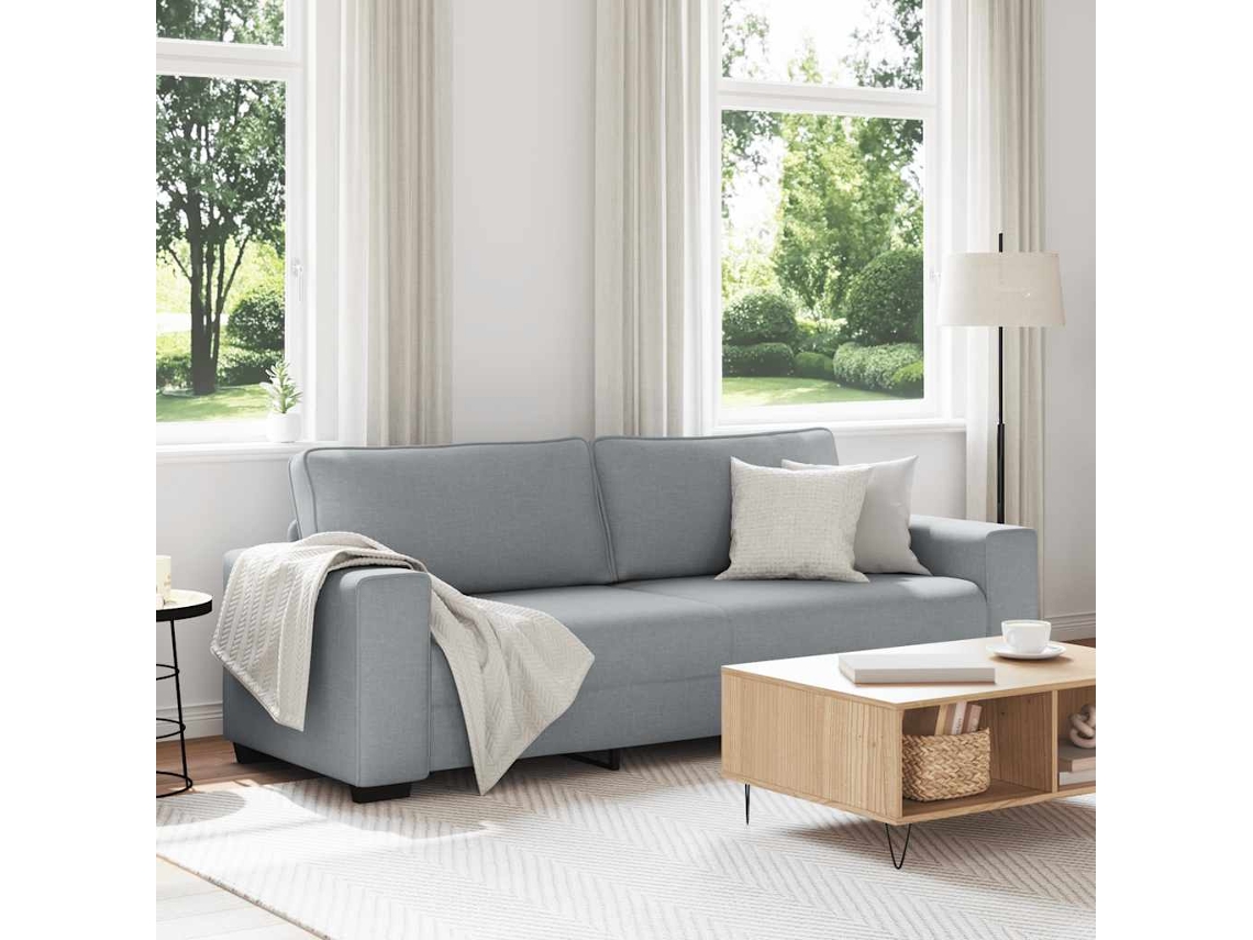 Vidaxl Sofá De 3 Lugares 220x77x82 Cm Tecido Cinza-claro