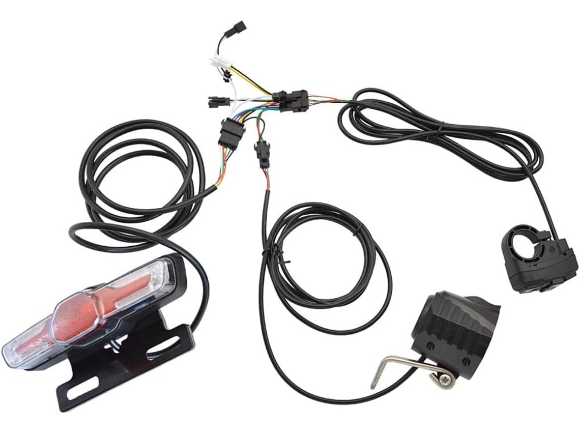 Kit De Farol E Buzina Para Bicicleta Elétrica 24-48v Com Interruptor