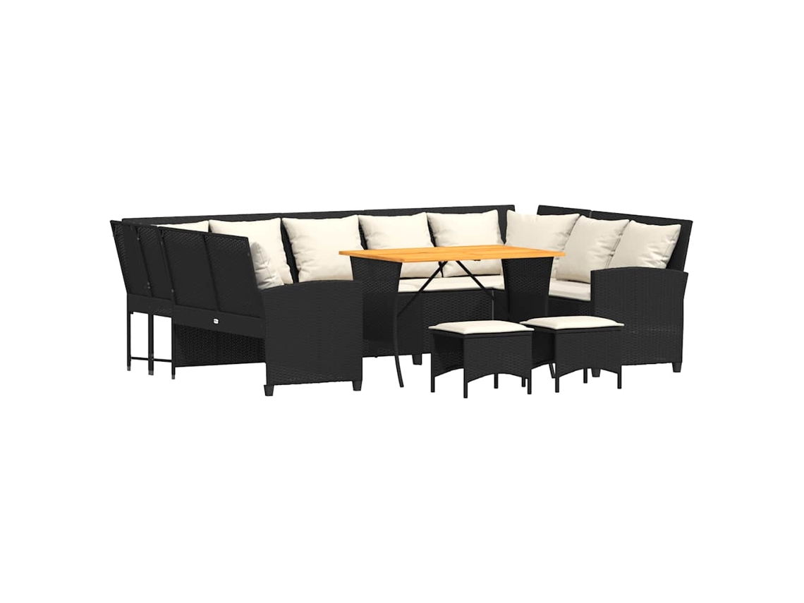 Maison Exclusive - 4 Pcs Conjunto De Sofás Para Jardim C/ Almofadões Vime Pe Preto