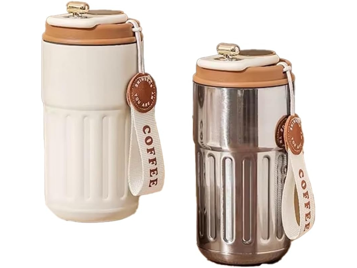 Caneca Térmica De Aço Inoxidável Com Visor.