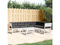 Vidaxl 6 Pcs Conj. Sofás De Jardim C/ Almofadões Pinho Maciço Branco