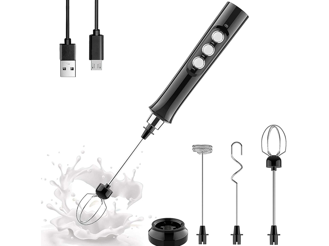 Espumador Elétrico de Leite, Recarregável Usb, Batedor Duplo AQUAFORGE