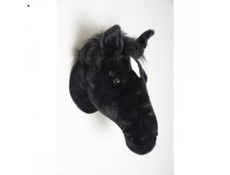 Cabeça De Troféu Bibib Cavalo Negro Pelúcia Suave Decoração De Parede Para Criança
