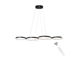 Nettlife Candeeiro Pendente Led Em Alumínio Preto Diam.150 Cm 54 W Lâmpada Moderna Design De 4 Anéis Candeeiro De Mesa De Jantar Regulável Com Suspe.
