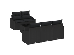 Conjunto 6 Conjunto De Móveis De Jardim Vidaxl Preto Vime Pe (55 X 55 X 37 Cm)