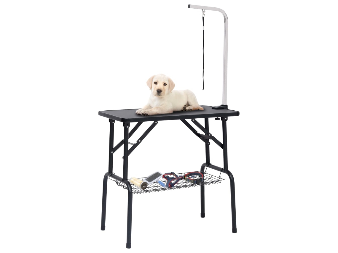 Vidaxl Mesa De Grooming Ajustável Com 1 Laço E Cesto