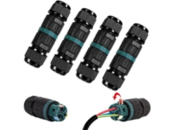 Conjunto De 4 Conectores Elétricos À Prova D'água Ip68, Conector À Prova D'água De 3 Pinos Para Cabos 5 A 12 Mm Diâmetro