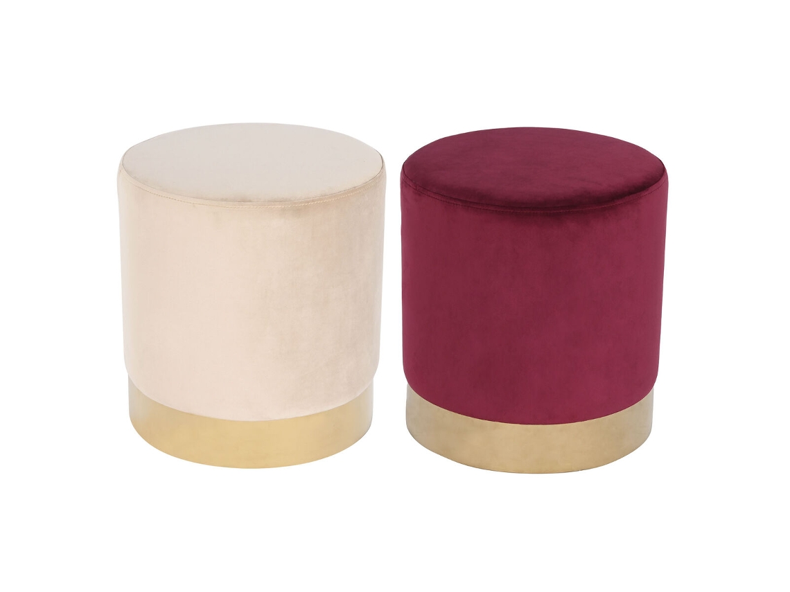 Repousa Pés Dkd Home Decor Bege Castanho Avermelhado Veludo 40 X 40 X 42 Cm (2 Unidades)