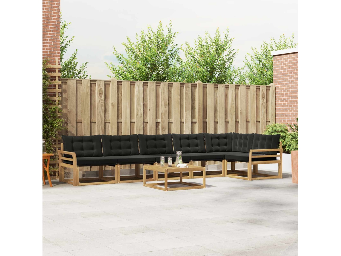 Vidaxl Conjunto De Sofás Para Exterior 7 Unid. Branco E Preto