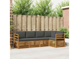 Vidaxl Conjunto De Sofá Sectional 5 Pcs Natural E Antracite