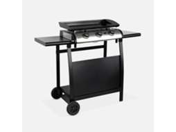 Plancha A Gás 3 Queimadores Inox 7,5kw Com Carrinho, Preto