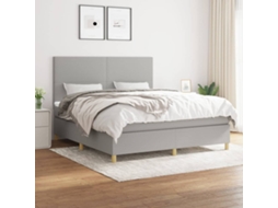 Vidaxl Cama Com Molas/colchão 160x200 Cm Tecido Cinzento-claro