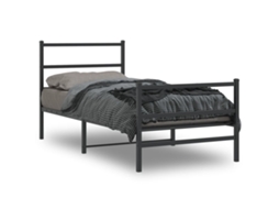 Vidaxl Estrutura De Cama Com Cabeceira E Pés 90x200 Cm Metal Preto