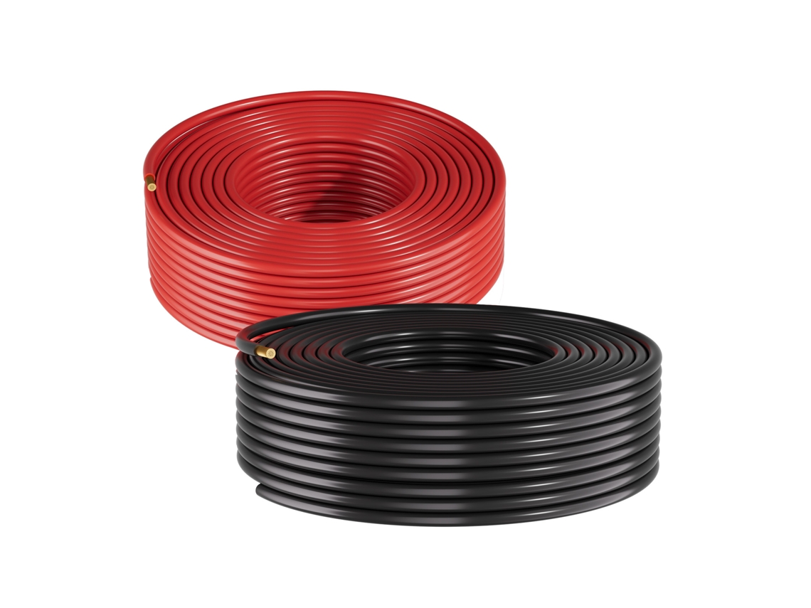 Cabo Solar 6 Mm², De Extensão Para Painéis Solares, Vermelho E Preto 15,24 M, Cobre Estanhado, Ip67 Impermeável, Instalação Sistemas Pv Em Exterior