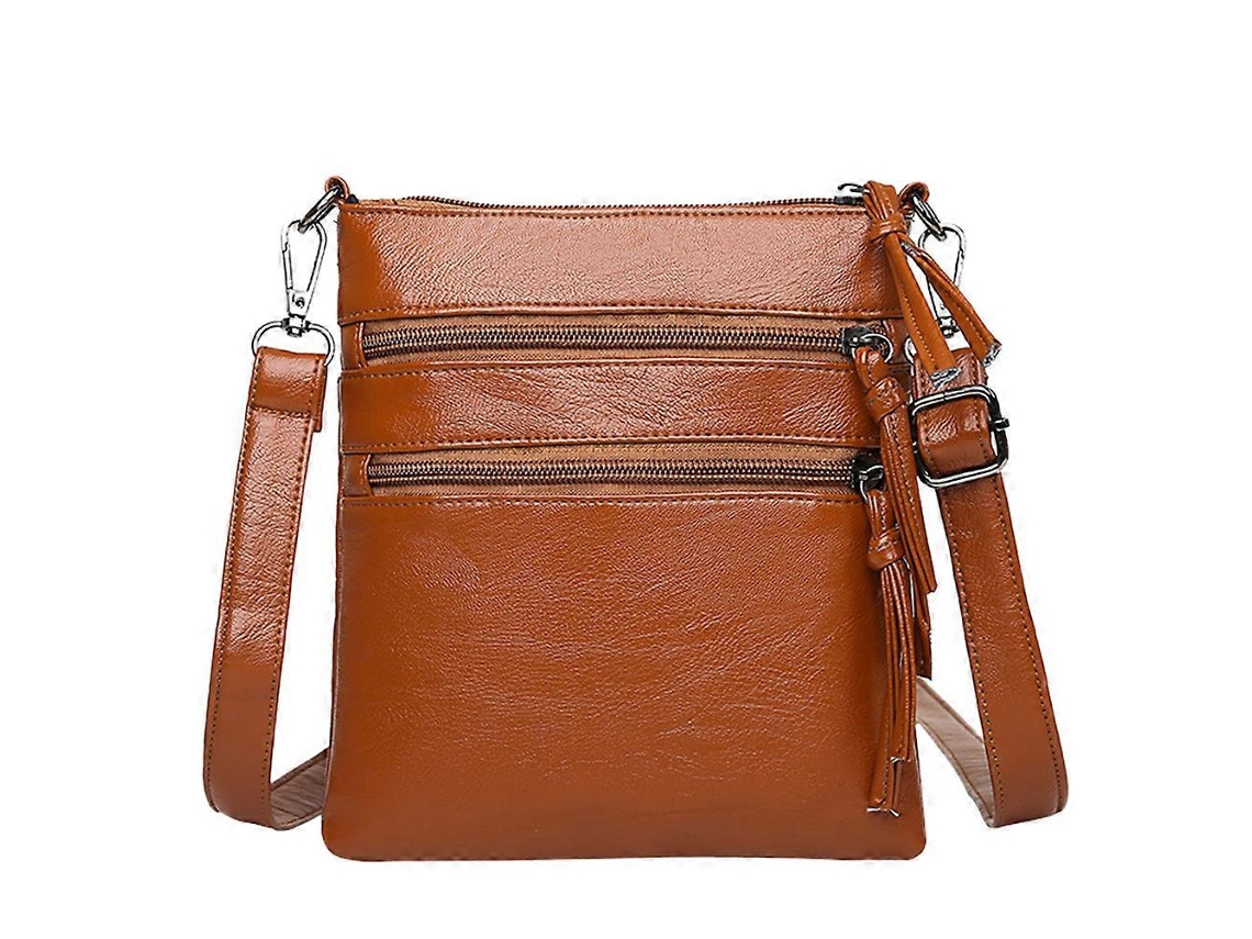 Bolsa Transversal De Pu Marrom, Com Alça Ajustável--