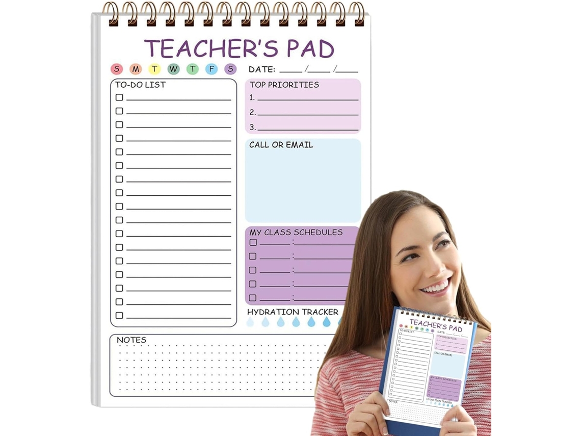 Bloco De Anotações Para Professores 50 Folhas Notas 14 X 20,3 Cm, Com Encadernação Em Bobina, Ideal