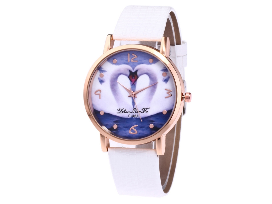 Reloj De Pulsera De Cuarzo Para Mujer Con Dial Redondo Y Patrón De Corazón Blanco Zhoulianfa