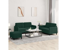 Vidaxl 3 Pcs Conjunto De Sofás Veludo Verde-escuro