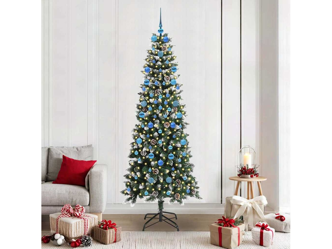 Vidaxl Árvore De Natal Artificial Verde 210 Cm Pvc, Plástico E Aço