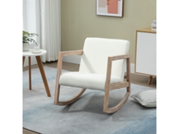 Cadeira Balanço Amamentação 60x81x71cm Tecido Lã Encaracolada Pernas Borracha Branco Creme