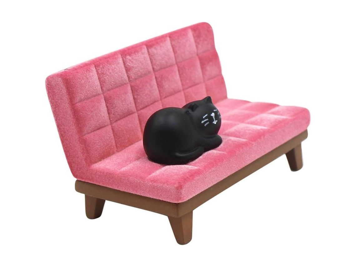 Suporte para Telefone Cute Cat Resina com Sofá de Feltro Compatível com iPhone e Android | S/MARCA