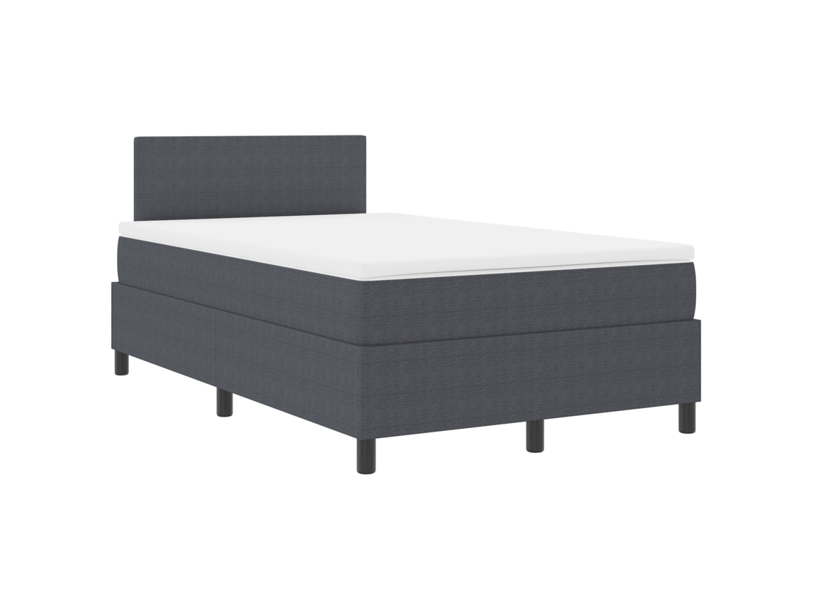 Cama Box Spring  Com Colchão & Luz Led Cinza Escura Vidaxl Tecido Cotelê (120x200 Cm)