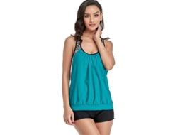 Top Tankini Fasst com Tirantes e Parte Inferior Estampada Rayada, Push Up, T back | S/MARCA