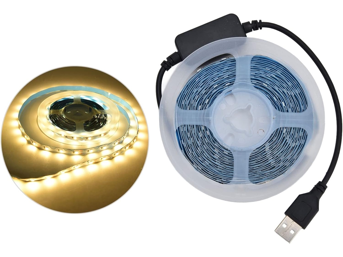 Fita De Led 5v Alimentada Por Usb, Luz Branca Quente, À Prova Dágua, Com Sensor De Movimento, Para Gokoco