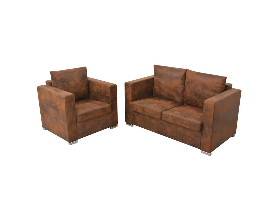 Vidaxl Conjunto De Sofás 2 Pcs Camurça Sintética