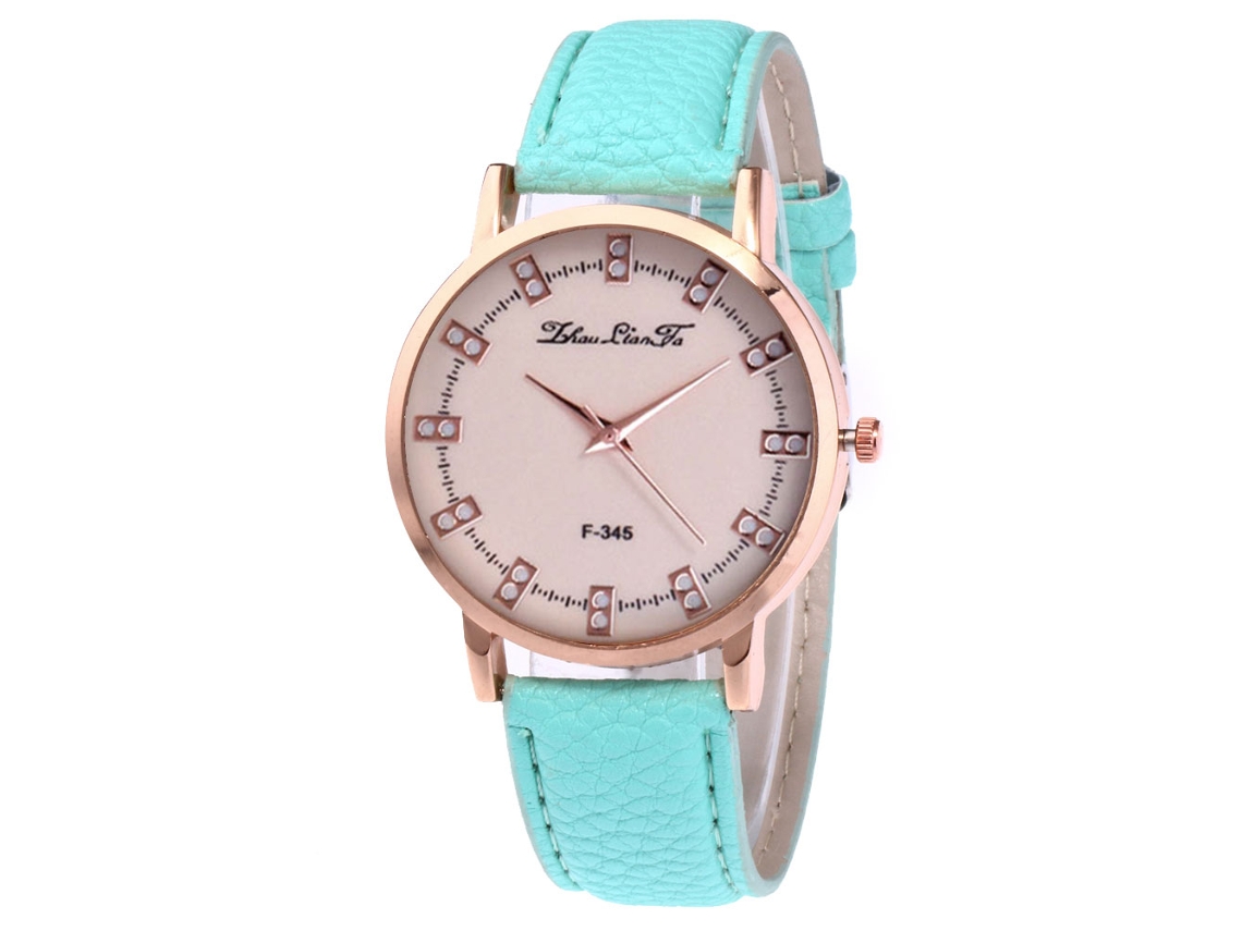 Reloj De Cuero Moderno Unisex Dial Redondo Analógico De Cuarzo Mint