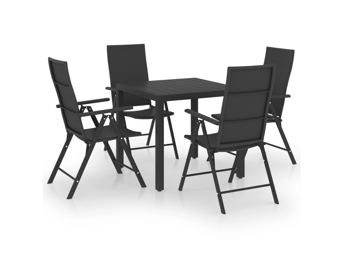 Maison Exclusive - 5 Pcs Conjunto De Jantar Para Jardim Preto
