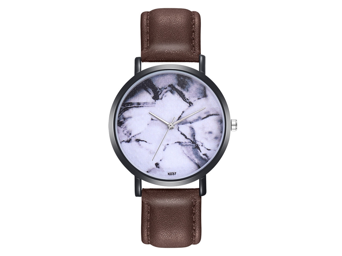 Relógio Zhoulianfa Simple Design Coffee Couple Quartz com pulseira de couro PU