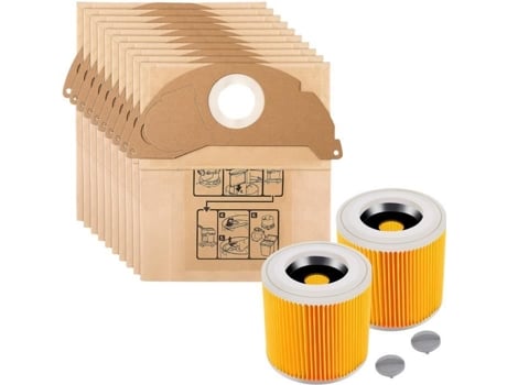 Saco Aspirador E Filtro Para Karcher Wd2 Sacos De Substituição 6.904 322 Lote 10 Filtros De Substituição 6.414 552.0 Lote 2 Phonillico®