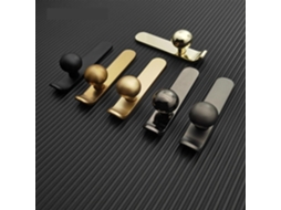 Puxador De Porta Armário Preto Com Furo Único E Detalhes Dourados, Em Liga De Alumínio, Design Minimalista E Alongado, 1 Peça