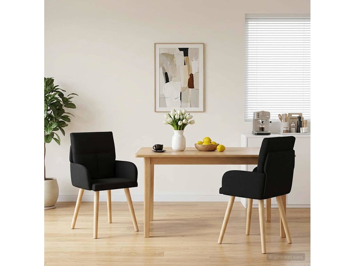 Vidaxl Cadeiras De Jantar 2 Unid. Tecido Preto 60 X 56 X 96 Cm