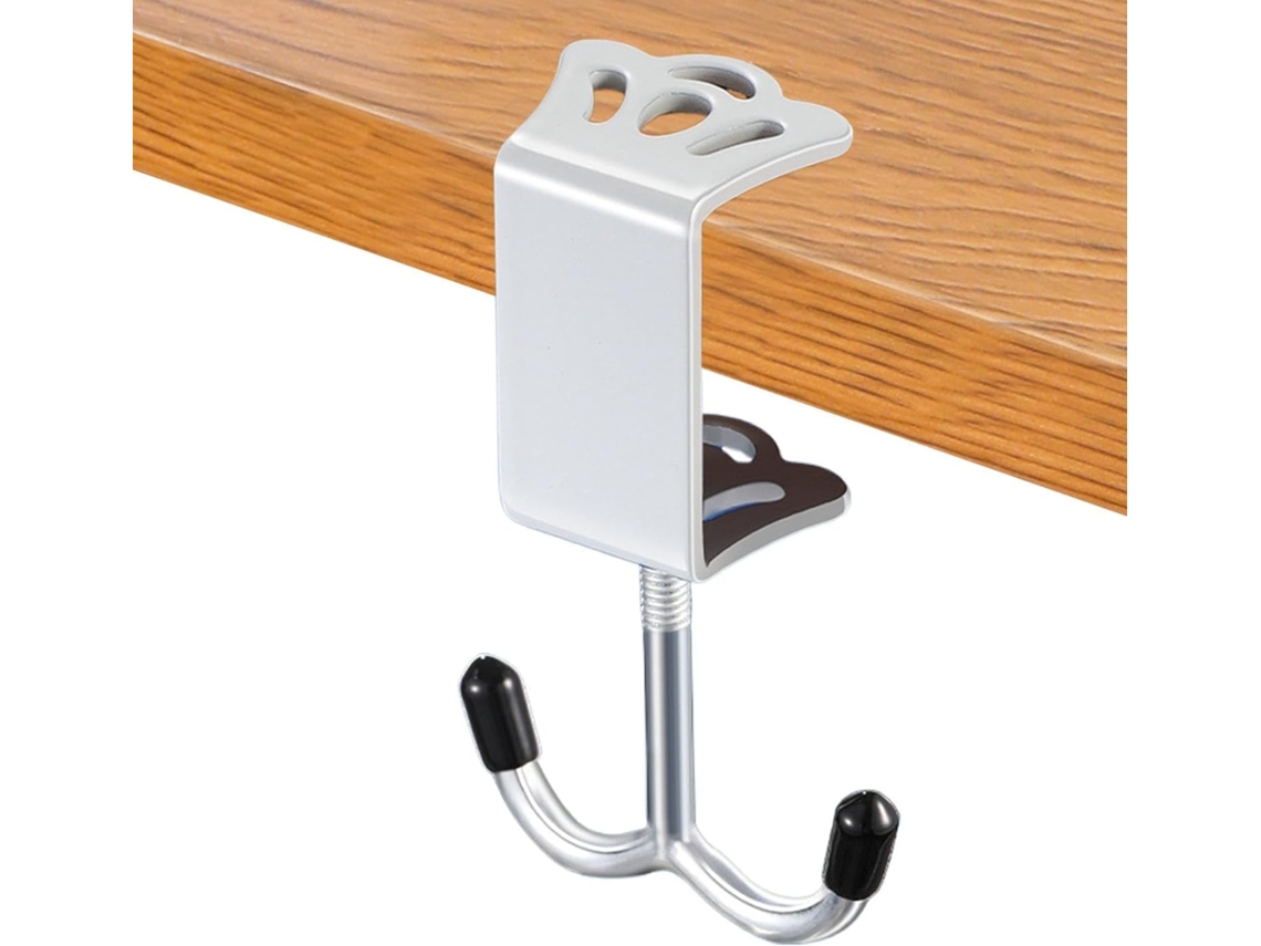 Suporte Para Fones De Ouvido De Ferro Com Presilha Para Fixação Sob A Mesa - Ganchos Duplos Para Instalação Sob
