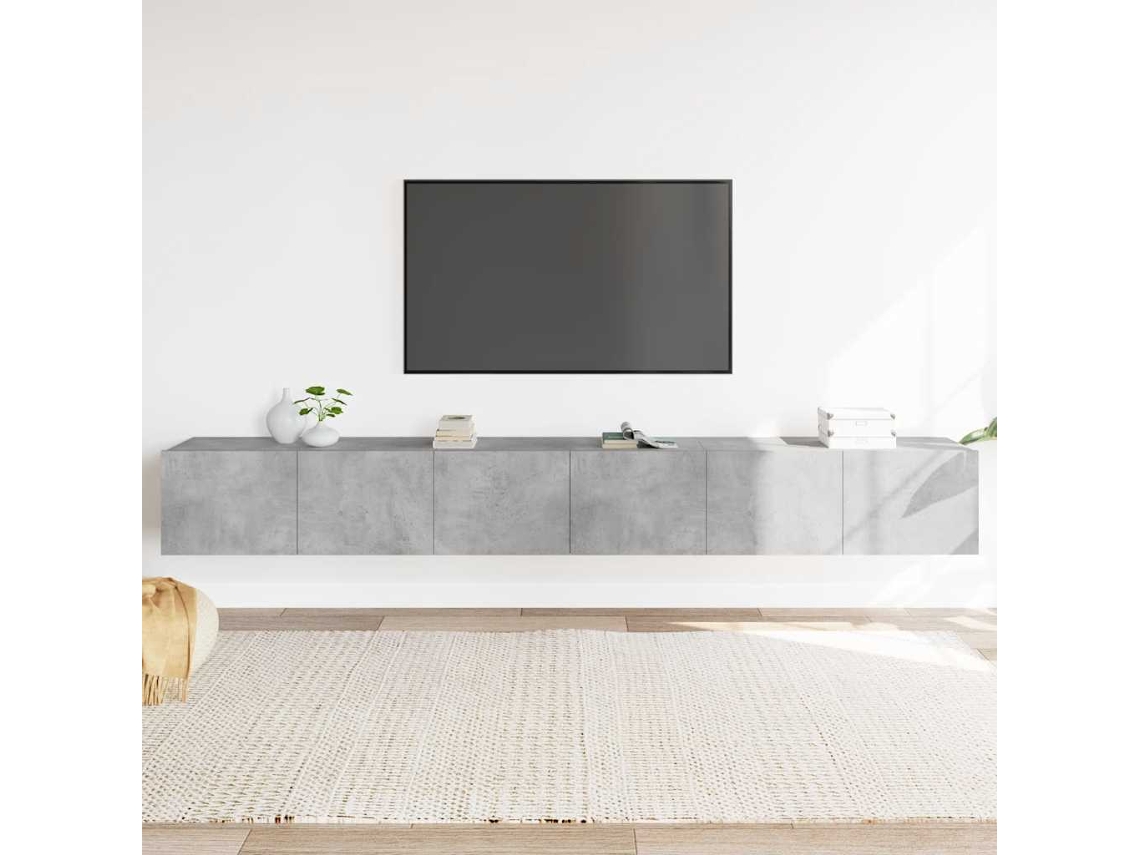 Vidaxl Conjunto Móveis De Tv 3 Pcs Madeira Processada Cinzento Cimento