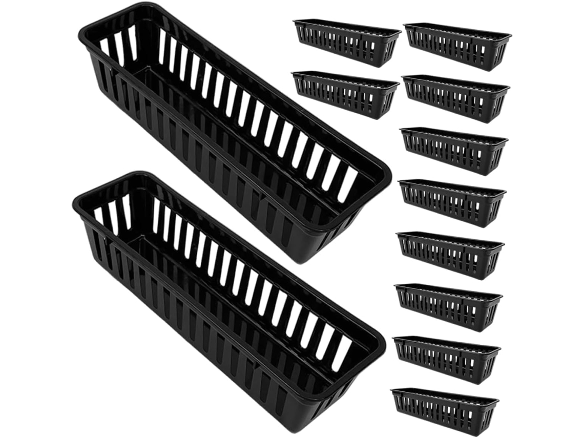 Conjunto De 12 Porta Lápis De Plástico, Bandeja Organizadora Para Canetas, Organizador De Material E Gokoco