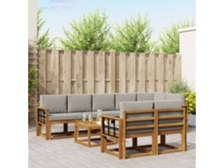 Vidaxl Conjunto De Sofás Para Exterior 9 Unid. Cinza Natural E Claro
