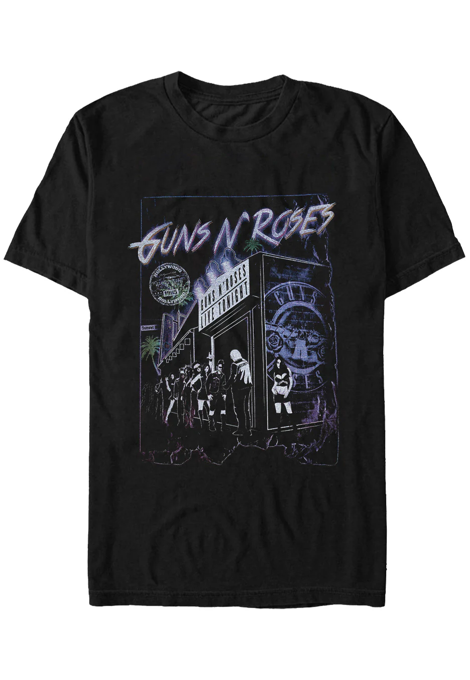 Size:m Rockinstone Guns N' Roses - Sunset Boulevard - T-shirt Unisex Adults
