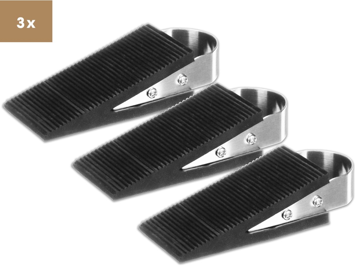 Conjunto de 3 taparas para portas e janelas, borracha e aço inox, com alça extra, sem marca