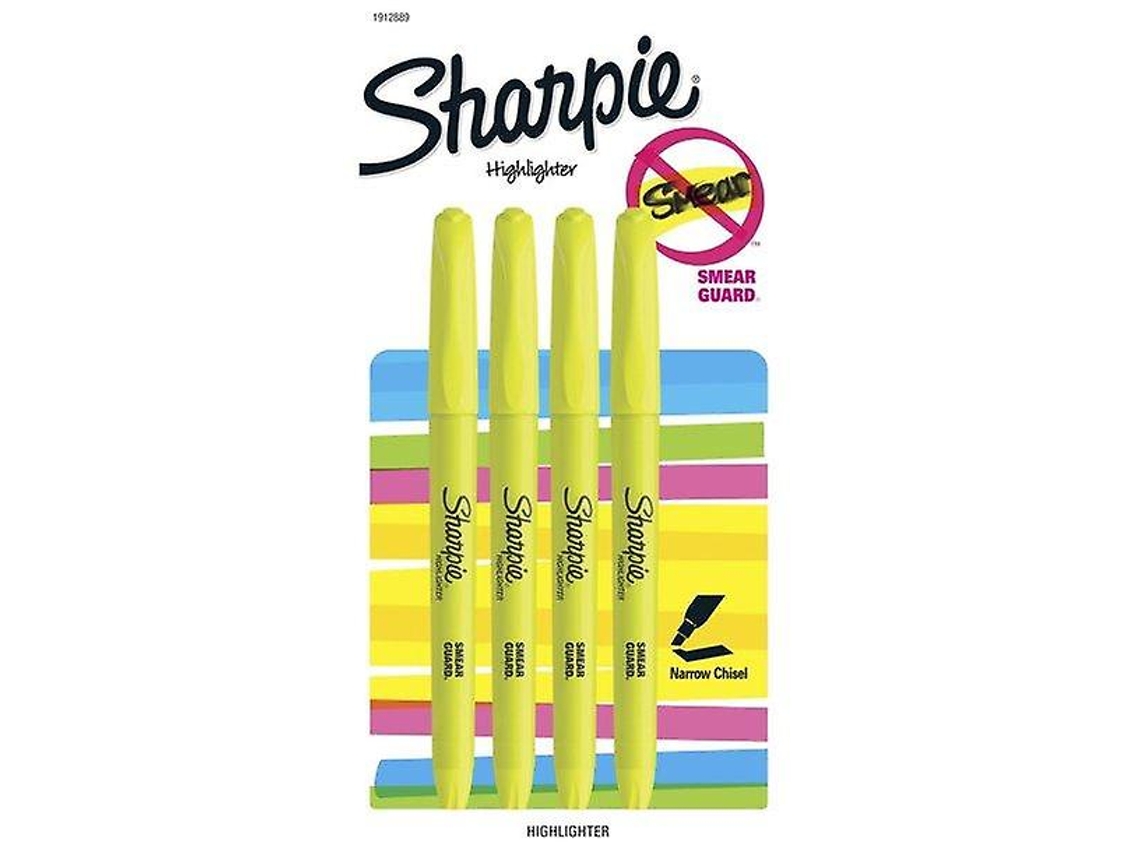 Marcadores De Bolso Sharpie, Ponta Chanfrada, Amarelo Fluorescente, 4 Unidades Olysi Shop