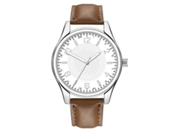 Relógio de Pulso Analógico de Quartzo com Dial Redondo em Liga (café Escuro com Dial Branco)