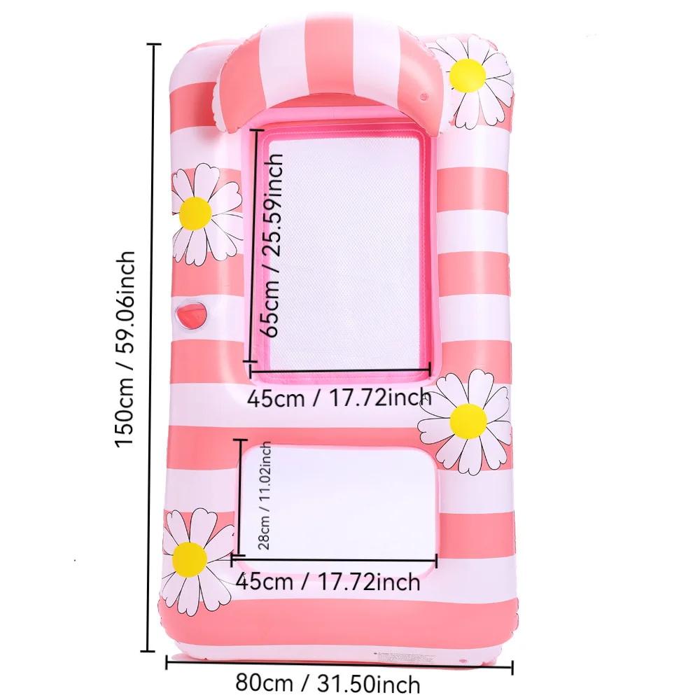(rosa-2) Rede Inflável Para Água, Cama Flutuante Para Piscina, Boia, Colchão Para Piscina
