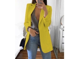 Blazer Para Mulher De Escritório Com Lapela, Manga Longa, Casual, De Ombro A Cintura 4xl Amarillo