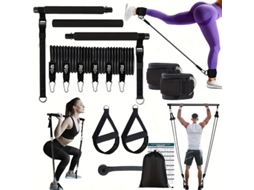 Conjunto de Barra de Pilates com 14 Peças e 6 Faixas de Resistência (81,65 Kg), Equipamento Multifuncional para Exercícios Físicos, Equipam-aquaforge