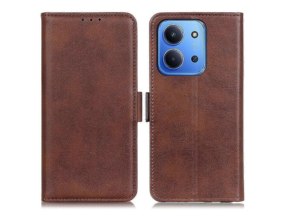 Capa De Celular Tkdaddy Para Xiaomi Redmi 15c 4g (global) (171 Mm) / Poco C85 4g Com Suporte Em Couro Bovino Pu Com Textura Marrom