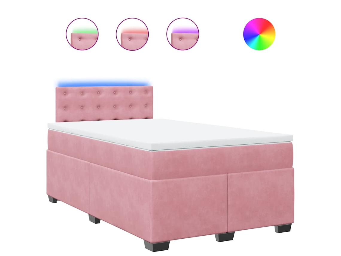 Cama Boxspring com Colchão 120x190 Cm Veludo Rosa MAISON EXCLUSIVE